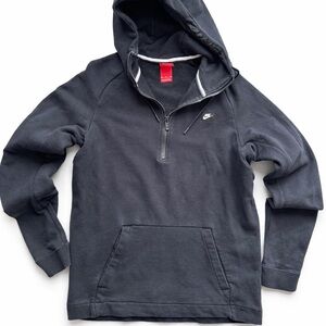Nike Small Swoosh 1/2 Zip Hoodie Pullover — Black — Men’s Medium